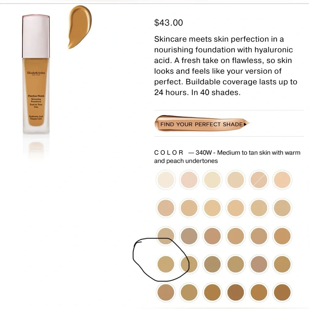 NIB Elizabeth Arden Flawless Finish Foundation 340W